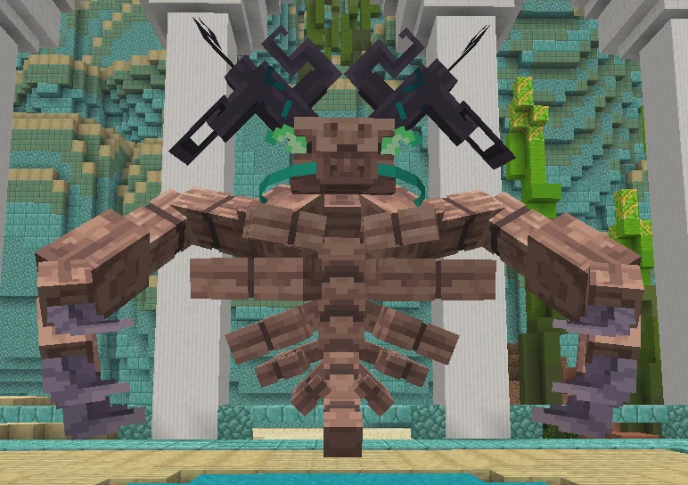 A boss standing in the arena at spawn.